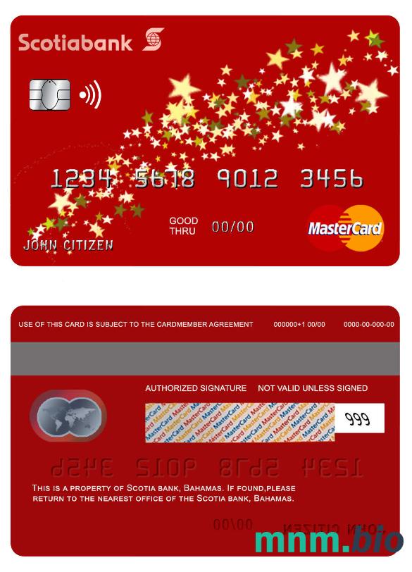Bahamas Scotia bank przykład karty mastercard w formacie PSD